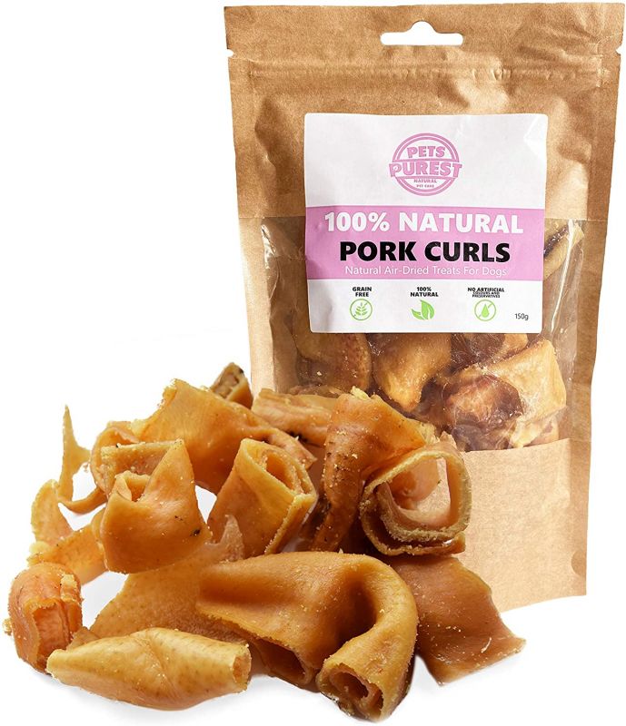 Pets Purest Dog Treats Pork Curls - 100% Natural Air-Dried Chews for sale